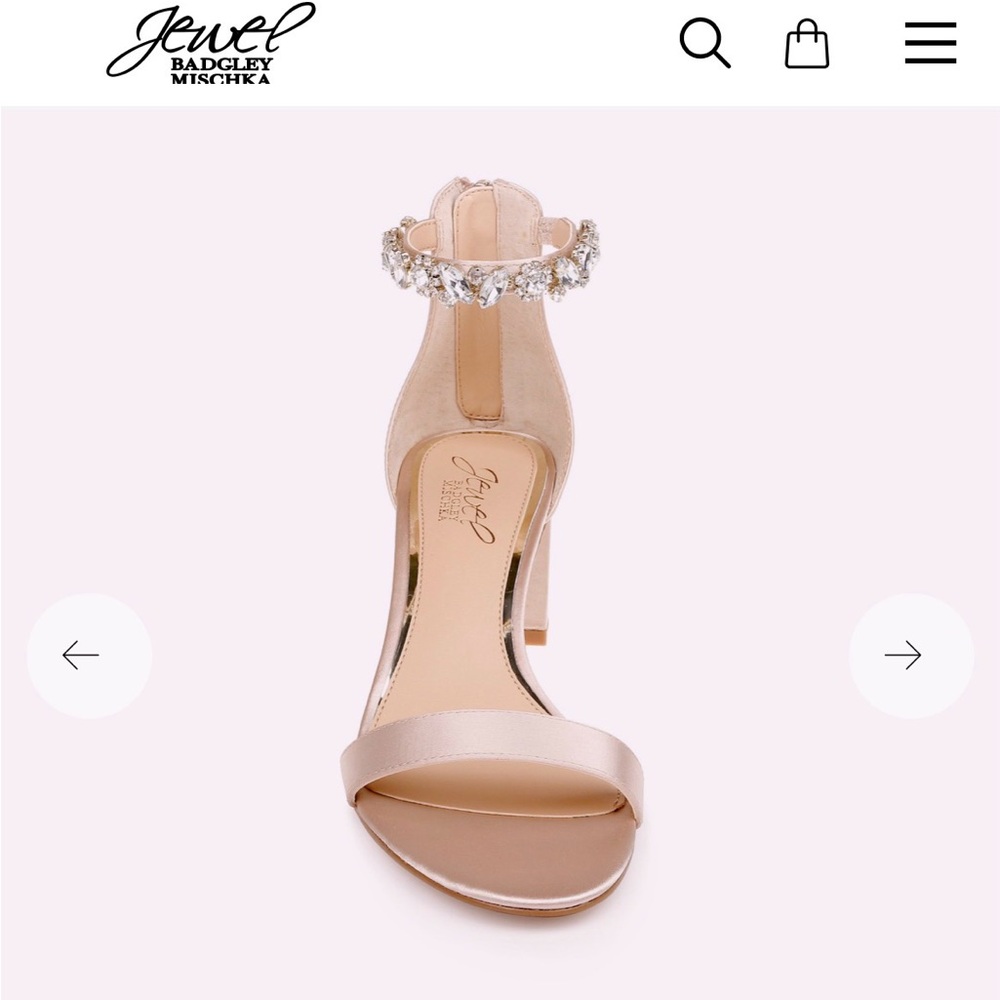 Jewel Badgley Mischka Blush Crystal-Ankle Strap Heel
